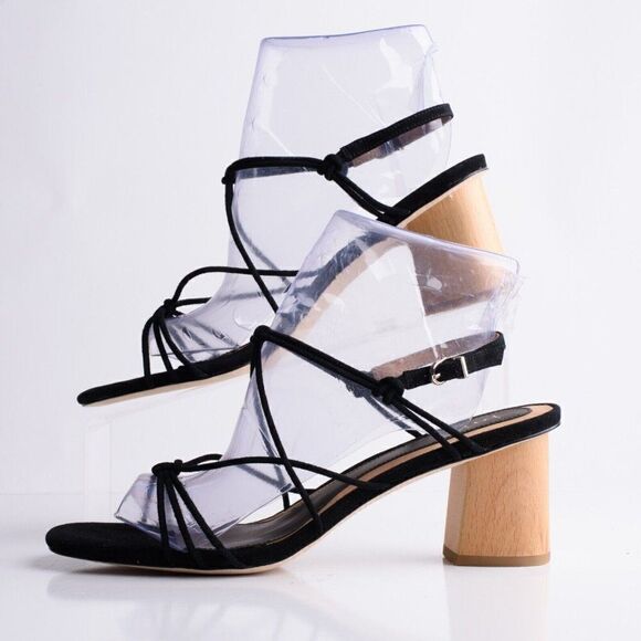 Joie Womens Black Suede Leather Malti Strappy Buckle Heeled Sandals EU 39 US 9 - Picture 5 of 9